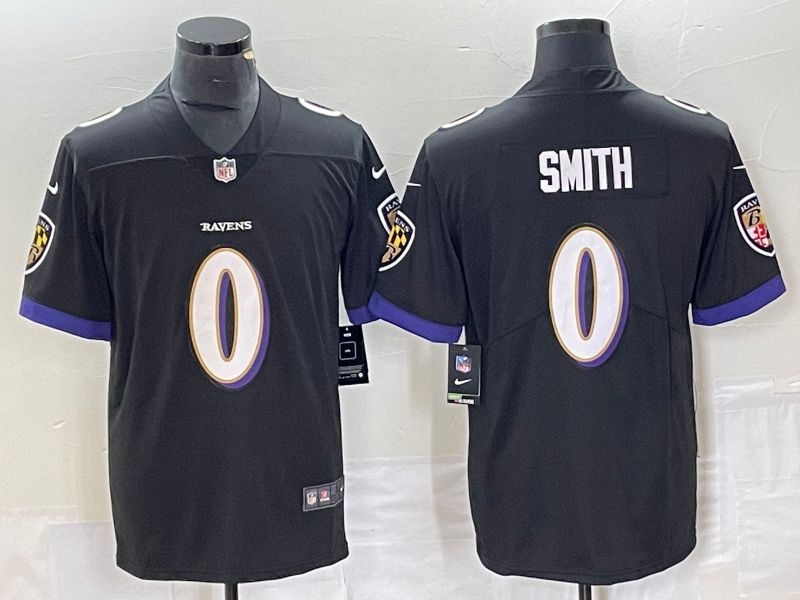 Men Baltimore Ravens #0 Smith Black 2023 Nike Vapor Limited NFL Jersey style 1->chicago blackhawks->NHL Jersey